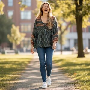 Lascana Boho Paisley Tassle Tie gold dead Blouse Size 2xl MM